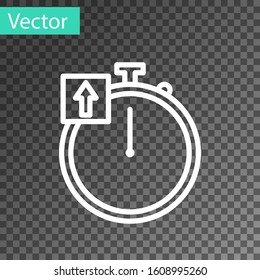 White line Stopwatch icon isolated on transparent background. Time timer sign. Chronometer sign.  Vector Illustration