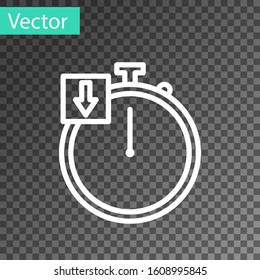White line Stopwatch icon isolated on transparent background. Time timer sign. Chronometer.  Vector Illustration