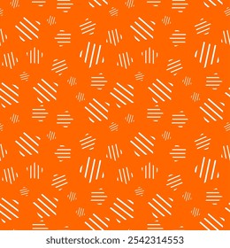 white line strip star seamless pattern. orange and white background. Abstract doodle drawing. Vector art illustration stars