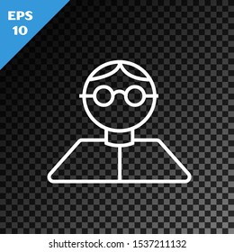 White line Student icon isolated on transparent dark background.  Vector Illustration