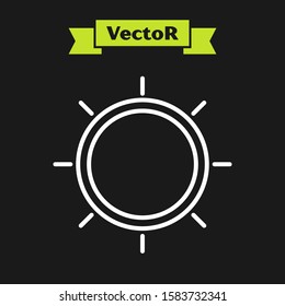 White line Sun icon isolated on black background.  Vector Illustration