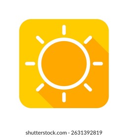 White line sun on yellow square icon flat vector design