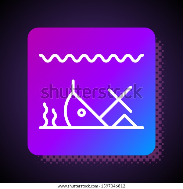 White Line Sunken Ship Bottom Sea Stock Vector (Royalty Free