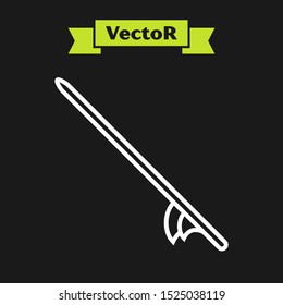 White line Surfboard icon isolated on black background. Surfing board. Extreme sport. Sport equipment.  Vector Illustration