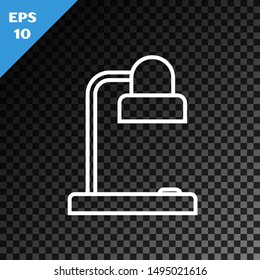 White line Table lamp icon isolated on transparent dark background. Table office lamp.  Vector Illustration