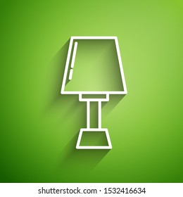 White line Table lamp icon isolated on green background.  Vector Illustration