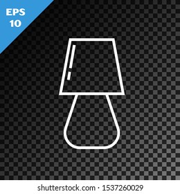 White line Table lamp icon isolated on transparent dark background.  Vector Illustration