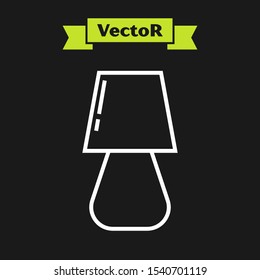 White line Table lamp icon isolated on black background.  Vector Illustration