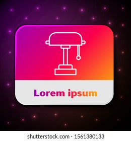 White line Table lamp icon isolated on black background. Rectangle color button. Vector Illustration