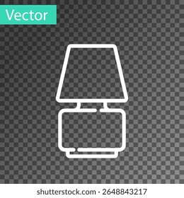 White line Table lamp icon isolated on transparent background.  Vector