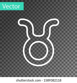 White line Taurus zodiac sign icon isolated on transparent background. Astrological horoscope collection.  Vector Illustration
