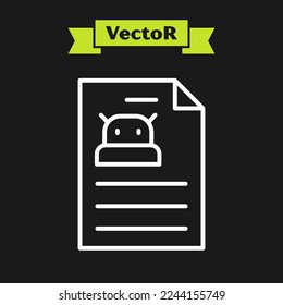 White line Technical specification icon isolated on black background. Technical support check list, team work solution, project management, software upgrade.  Vector