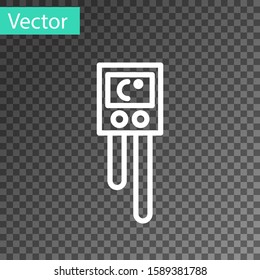 White line Temperature and humidity sensor icon isolated on transparent background.  Vector Illustration