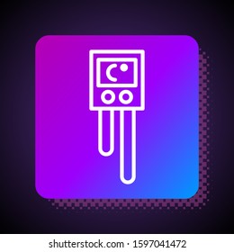 White line Temperature and humidity sensor icon isolated on black background. Square color button. Vector Illustration