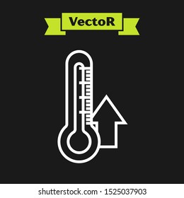 White line Thermometer icon isolated on black background.  Vector Illustration