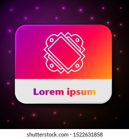 White line Ticket icon isolated on black background. Amusement park. Rectangle color button. Vector Illustration White line Ticket icon isolated on black background. Amusement park. Rectangle color button. Vector Illustration