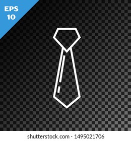 White line Tie icon isolated on transparent dark background. Necktie and neckcloth symbol.  Vector Illustration