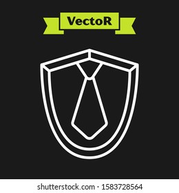 White line Tie icon isolated on black background. Necktie and neckcloth symbol.  Vector Illustration