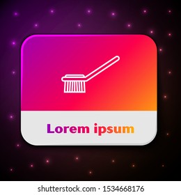 White line Toilet brush icon isolated on black background. Rectangle color button. Vector Illustration