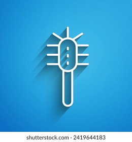 White line Toilet brush icon isolated on blue background. Long shadow. Vector