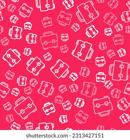 Icono del Cuadro de herramientas de la línea blanca aislado con un patrón transparente en el fondo rojo. Signo del cuadro de herramientas.  Vector