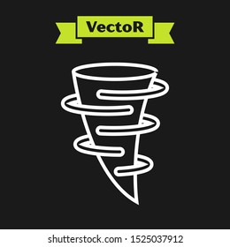 White line Tornado icon isolated on black background.  Vector Illustration