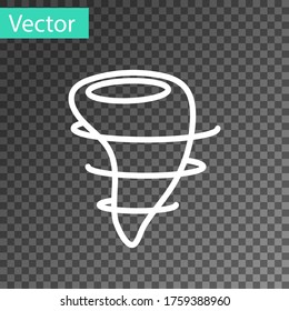 White line Tornado icon isolated on transparent background. Vector Illustration