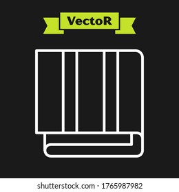 White line Towel stack icon isolated on black background.  Vector Illustration