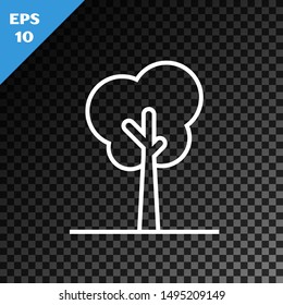 White line Tree icon isolated on transparent dark background. Forest symbol.  Vector Illustration