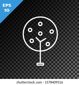 White line Tree icon isolated on transparent dark background. Forest symbol.  Vector Illustration