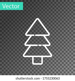 Icono de árbol de línea blanca aislado en fondo transparente. Símbolo de bosque. Ilustración vectorial