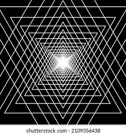 White line triangle Tunnel on black background. Vector illustration.