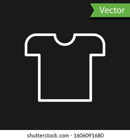 White line T-shirt icon isolated on black background.  Vector Illustration