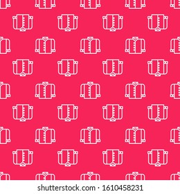 White line T-shirt icon isolated seamless pattern on red background.  Vector Illustration