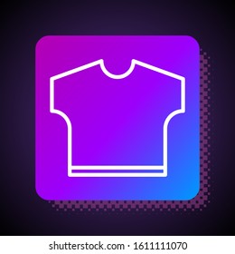 White line T-shirt icon isolated on black background. Square color button. Vector Illustration