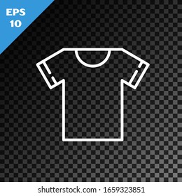 White line T-shirt icon isolated on transparent dark background.  Vector Illustration