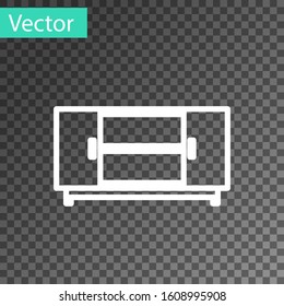 White line TV table stand icon isolated on transparent background.  Vector Illustration