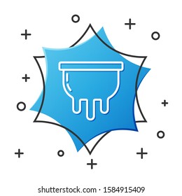 White line Udder icon isolated on white background. Blue hexagon button. Vector Illustration