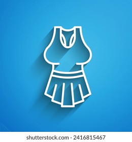 White line Undershirt icon isolated on blue background. Long shadow. Vector