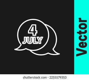 White line USA Independence day icon isolated on black background. 4th of July. United States of America country.  Vector