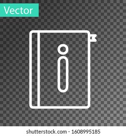 White line User manual icon isolated on transparent background. User guide book. Instruction sign. Read before use.  Vector Illustration