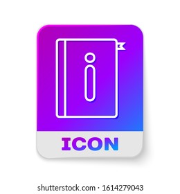 White line User manual icon isolated on white background. User guide book. Instruction sign. Read before use. Rectangle color button. Vector Illustration