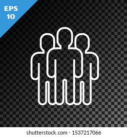 White line Users group icon isolated on transparent dark background. Group of people icon. Business avatar symbol users profile icon.  Vector Illustration