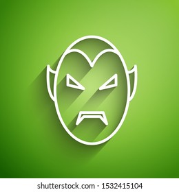White line Vampire icon isolated on green background. Happy Halloween party.  Vector Illustration