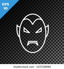 White line Vampire icon isolated on transparent dark background. Happy Halloween party.  Vector Illustration