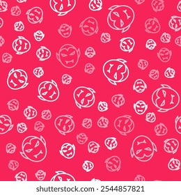 White line Vampire icon isolated seamless pattern on red background. Happy Halloween party.  Vector