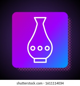 White line Vase icon isolated on black background. Square color button. Vector Illustration
