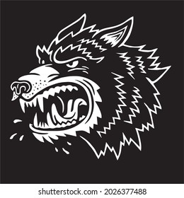 white line vector wolf howling