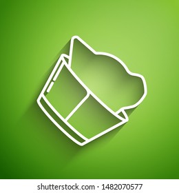 White line Veterinary clinic symbol icon isolated on green background. Cat veterinary care. Pet First Aid sign. Vector Illustration White line Veterinary clinic symbol icon isolated on green background. Cat veterinary care. Pet First Aid sign. Vector Illustration