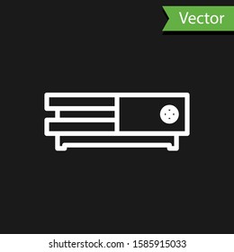White line Video game console icon isolated on black background.  Vector Illustration